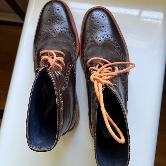 Cole Haan Air Harrison Brown Wingtip Boot Leather Lace up - Picture 10 of 13